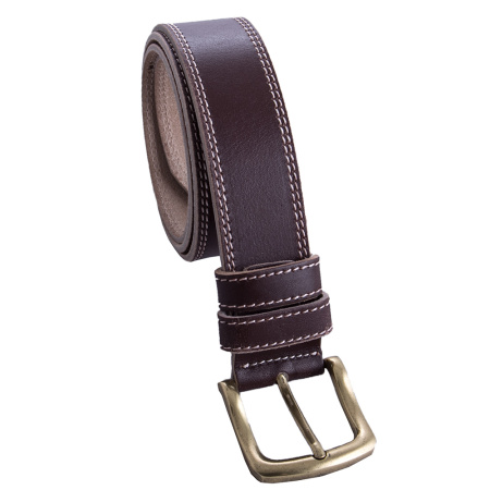 Ремень мужской кожаный с двумя строчками Sergio Torri R-ST20167 коричневый
