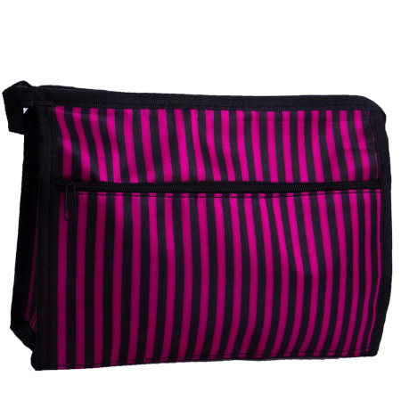 Женская текстильная косметичка в полоску NN 20326 черная